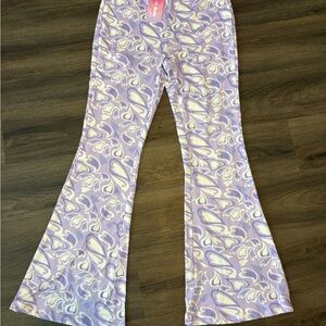 SHEIN Purple and Cream Patterned Pants